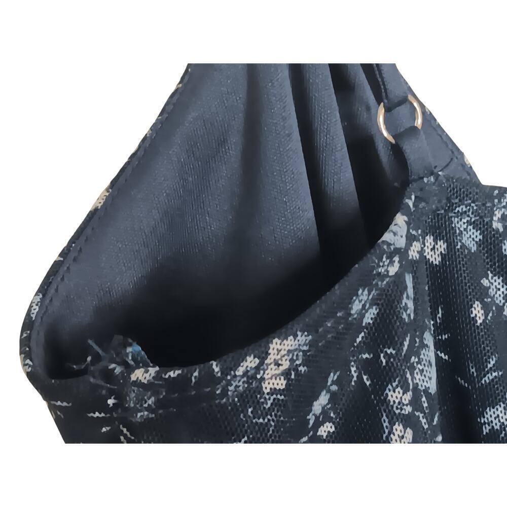 Windsor Navy Blue Floral Ruched Mini Dress Sz Small Spaghetti Strap Fully Lined - Picture 9 of 13